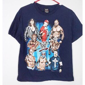 Vintage 2000's Hybrid WWE T Shirt Youth Large Blue Wrestling Cena Undertaker